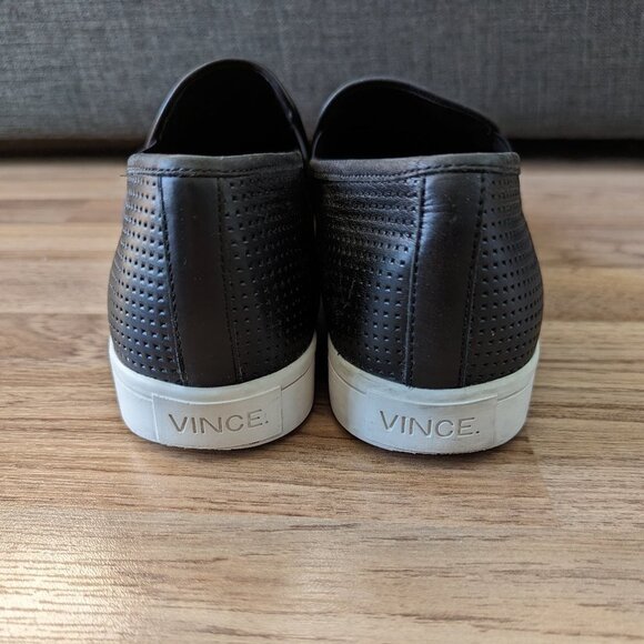 Black Vince Blair Slip On Sneakers with Perforated Leather - Picture 3 of 7